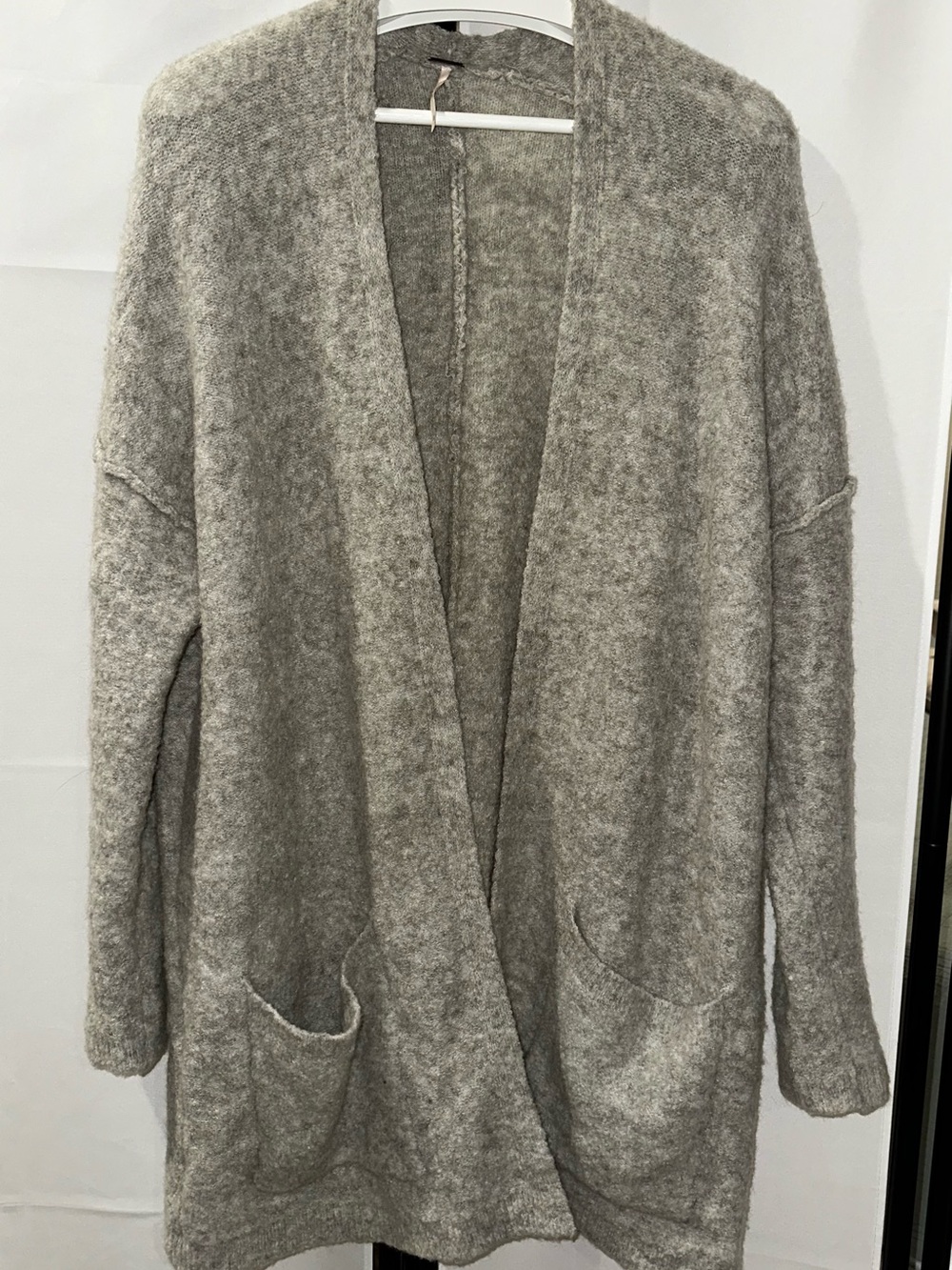 Free People Gray Wool Mohair Blend Oversized Long Cardigan Size L